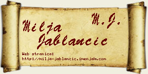 Milja Jablančić vizit kartica